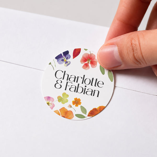 Sticker Hochzeit Rund Liebesherbarium foto
