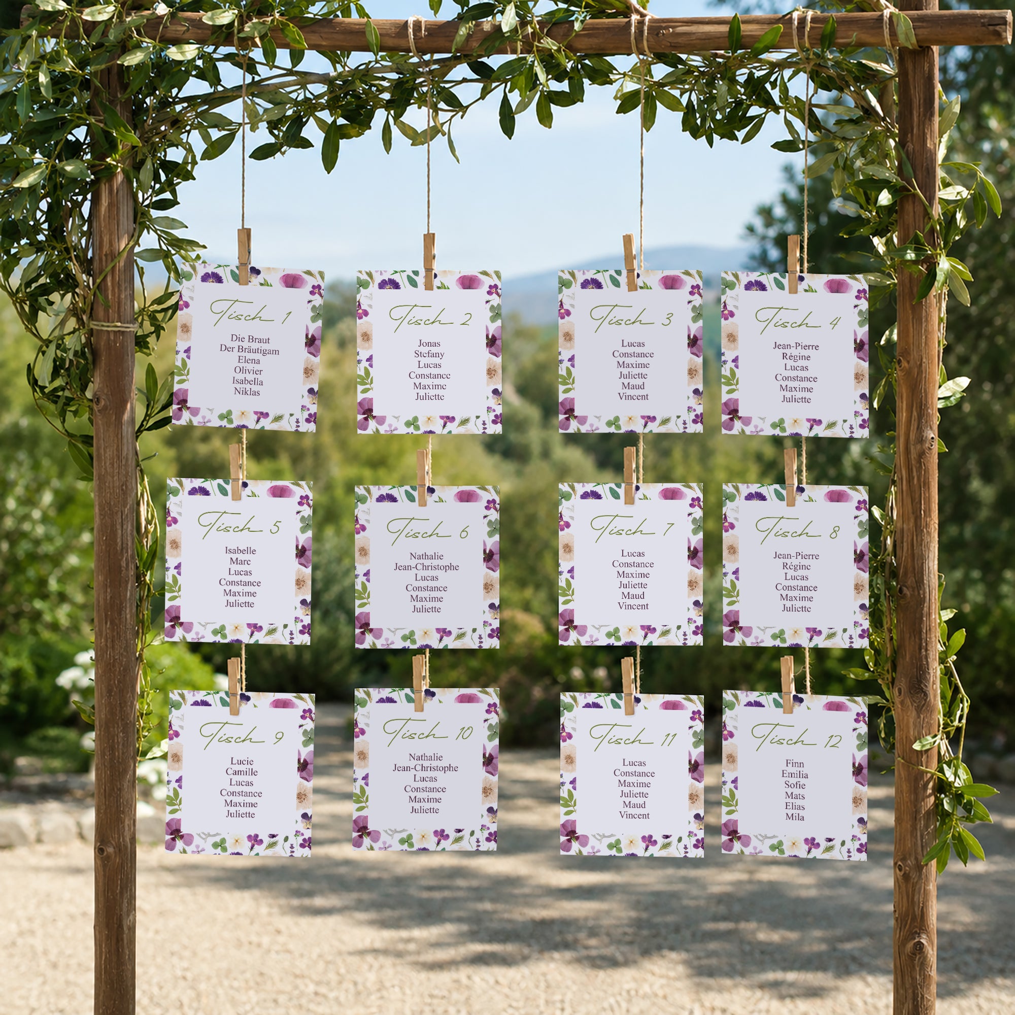 Sitzplan Hochzeit Pack von 12 Blumenrunde foto N° 2