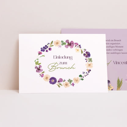 Einladungskarte Hochzeit Landschaft Blumenrunde foto N° 1