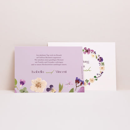 Einladungskarte Hochzeit Landschaft Blumenrunde foto N° 2