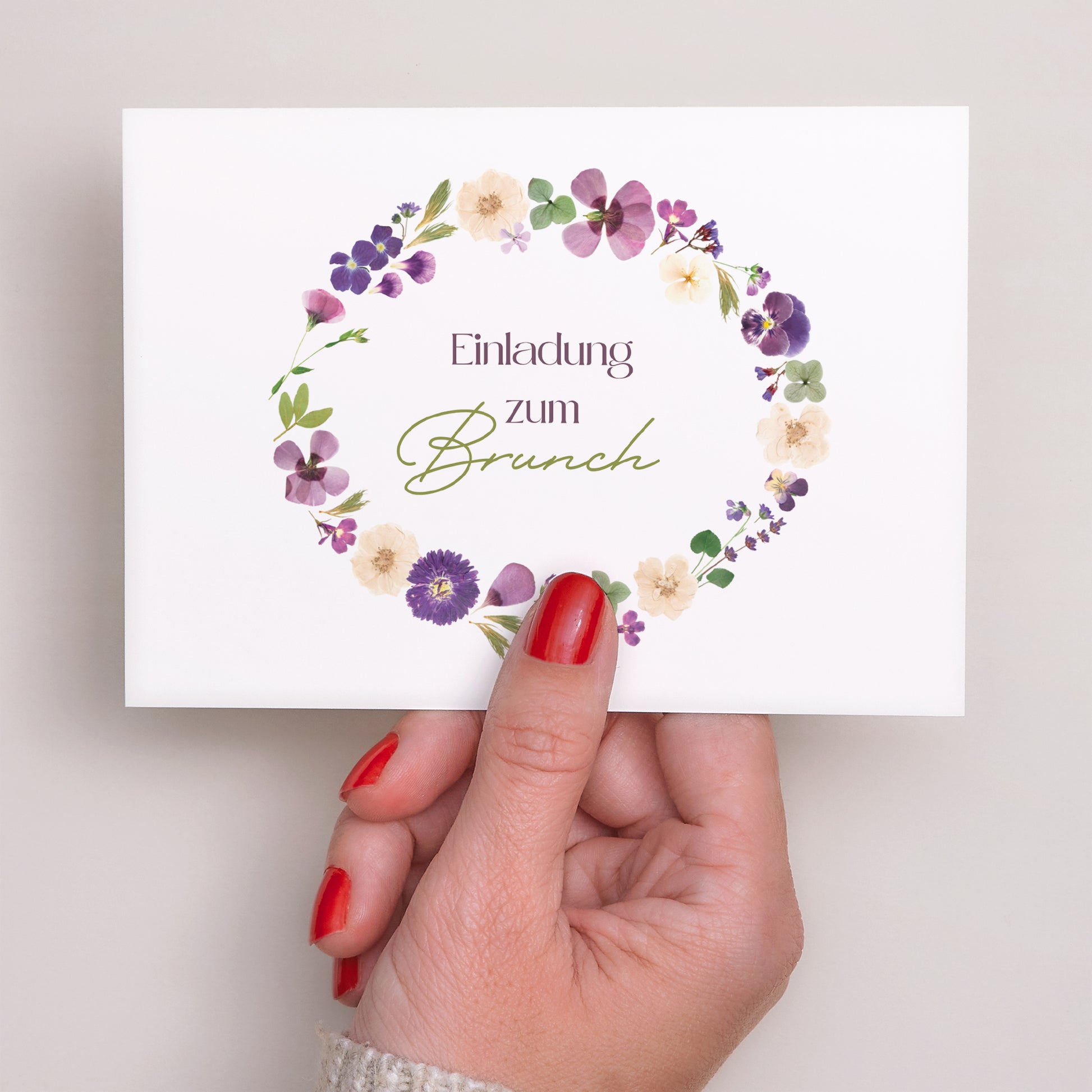 Einladungskarte Hochzeit Landschaft Blumenrunde foto N° 3