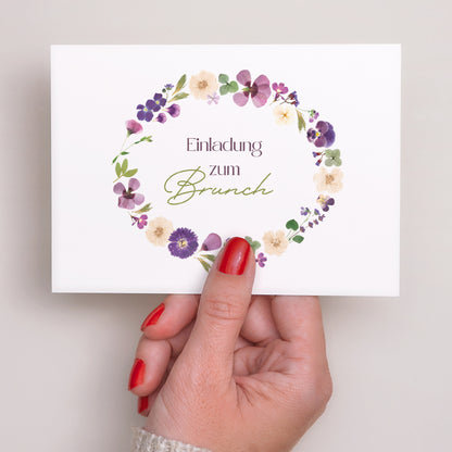 Einladungskarte Hochzeit Landschaft Blumenrunde foto N° 3