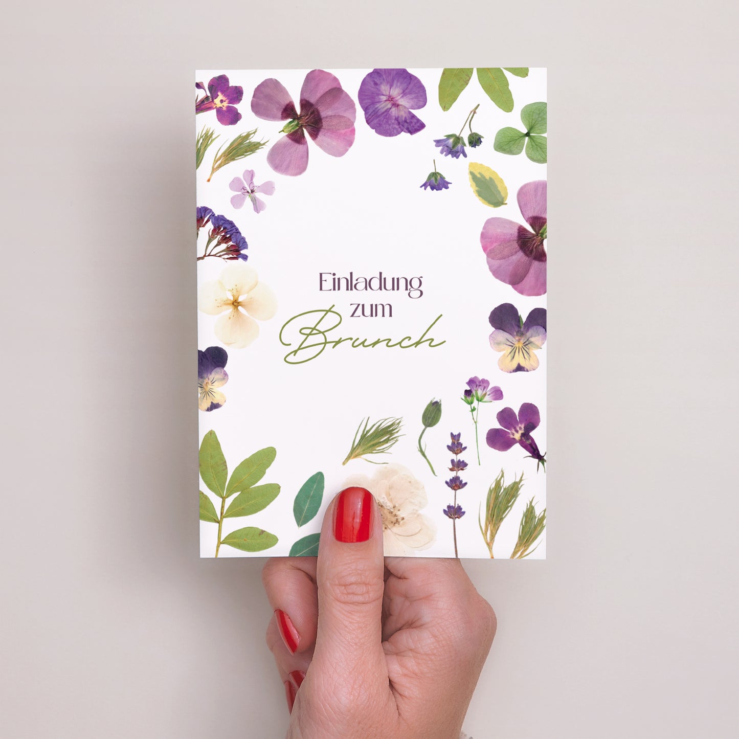 Einladungskarte Hochzeit Porträt Blumenrunde foto N° 2