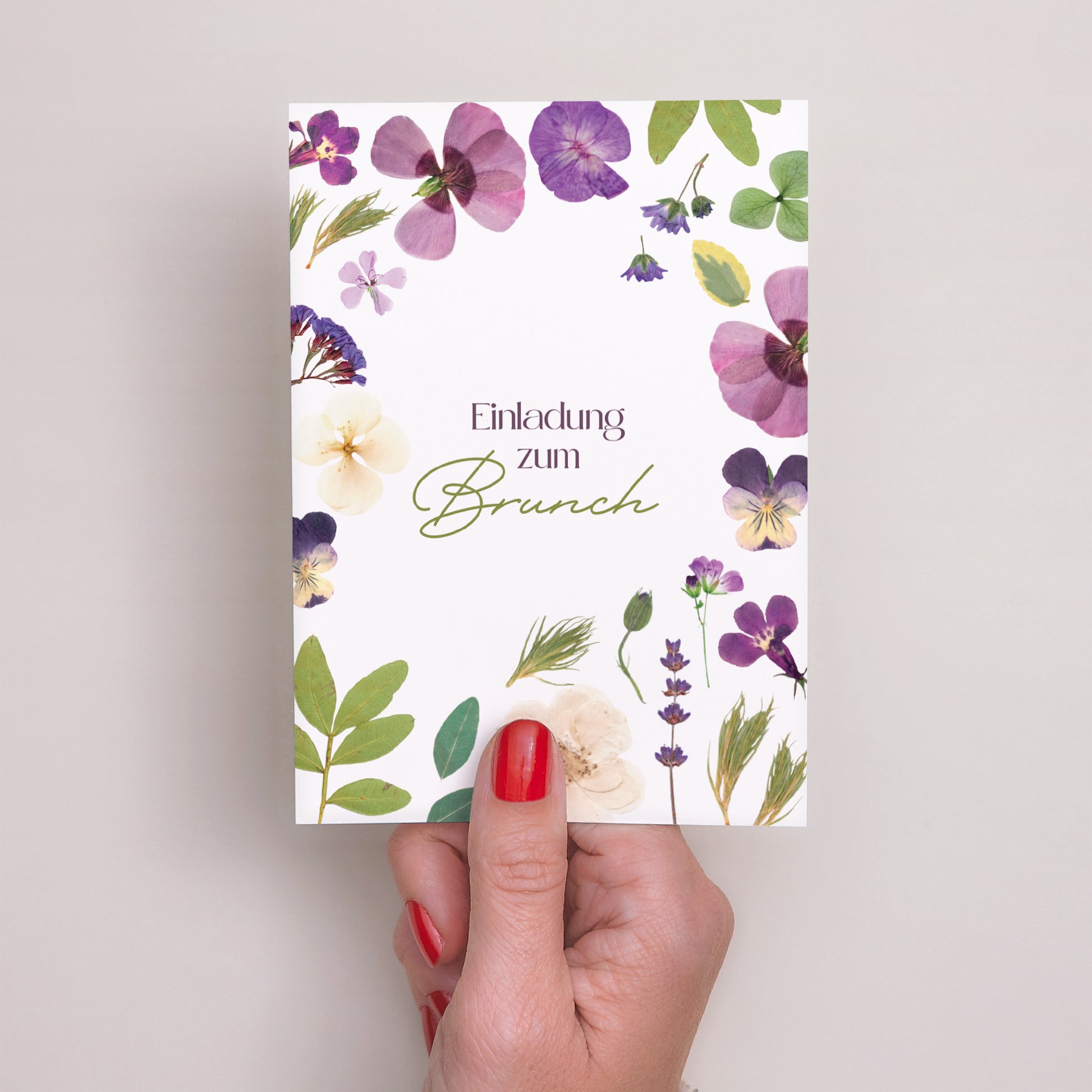 Einladungskarte Hochzeit Porträt Blumenrunde foto N° 2
