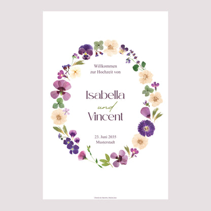 Begrüßungstafel Hochzeit Porträt 60 x 90 cm Blumenrunde foto N° 2