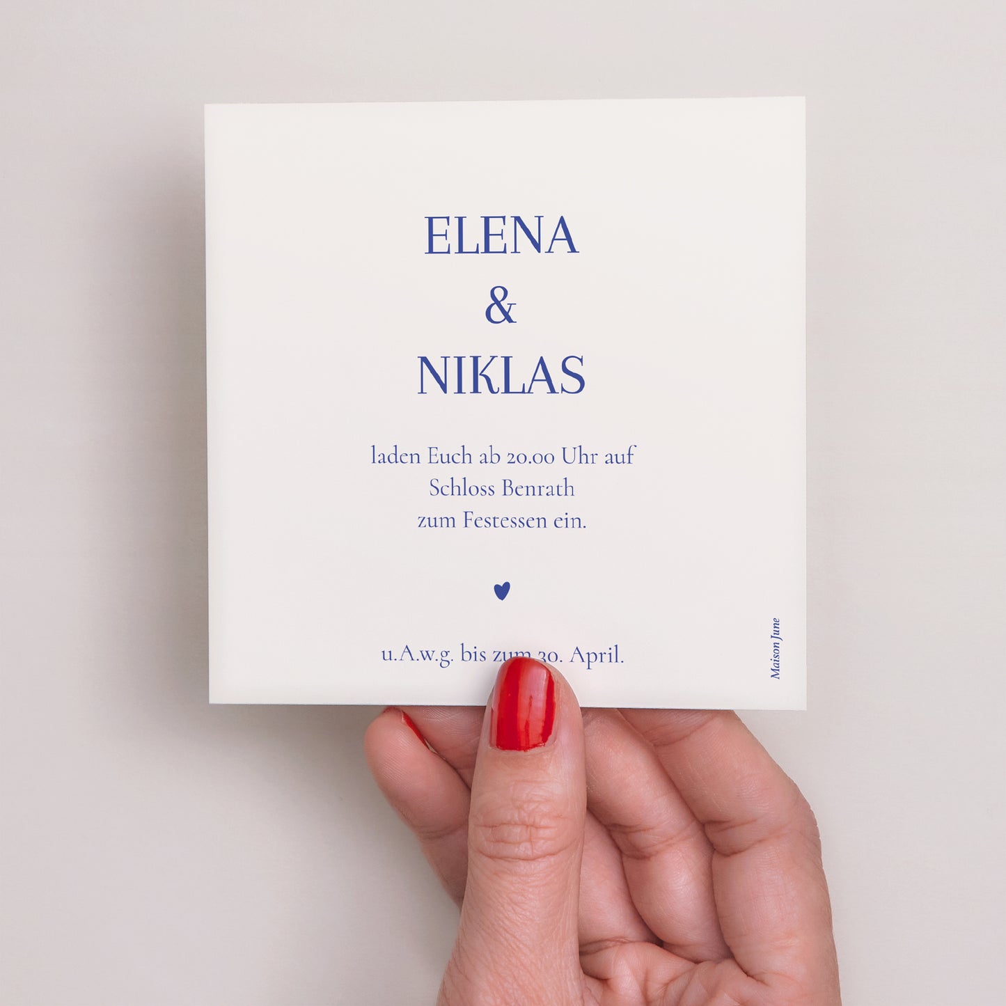 Einladungskarte Hochzeit Quadrat Herzblau foto N° 3