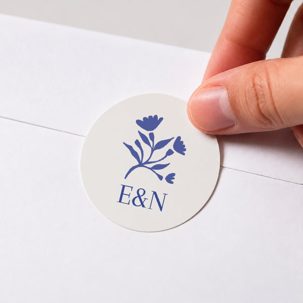 Sticker Hochzeit Rund Herzblau foto