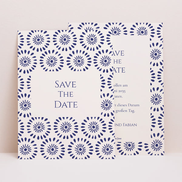 Save the date Karte Hochzeit Porträt Versprechen des Azur foto