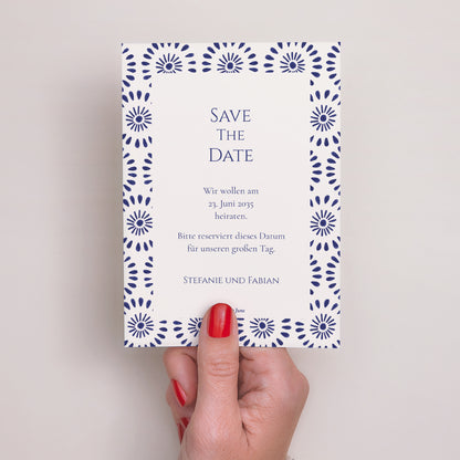 Save the date Karte Hochzeit Porträt Versprechen des Azur foto N° 3