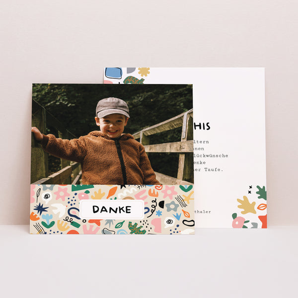 Dankeskarte Taufe Quadrat Matisse ganz in Farbe foto