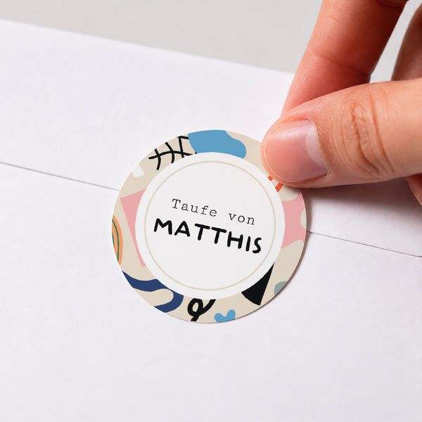 Sticker Taufe Rund Matisse ganz in Farbe foto
