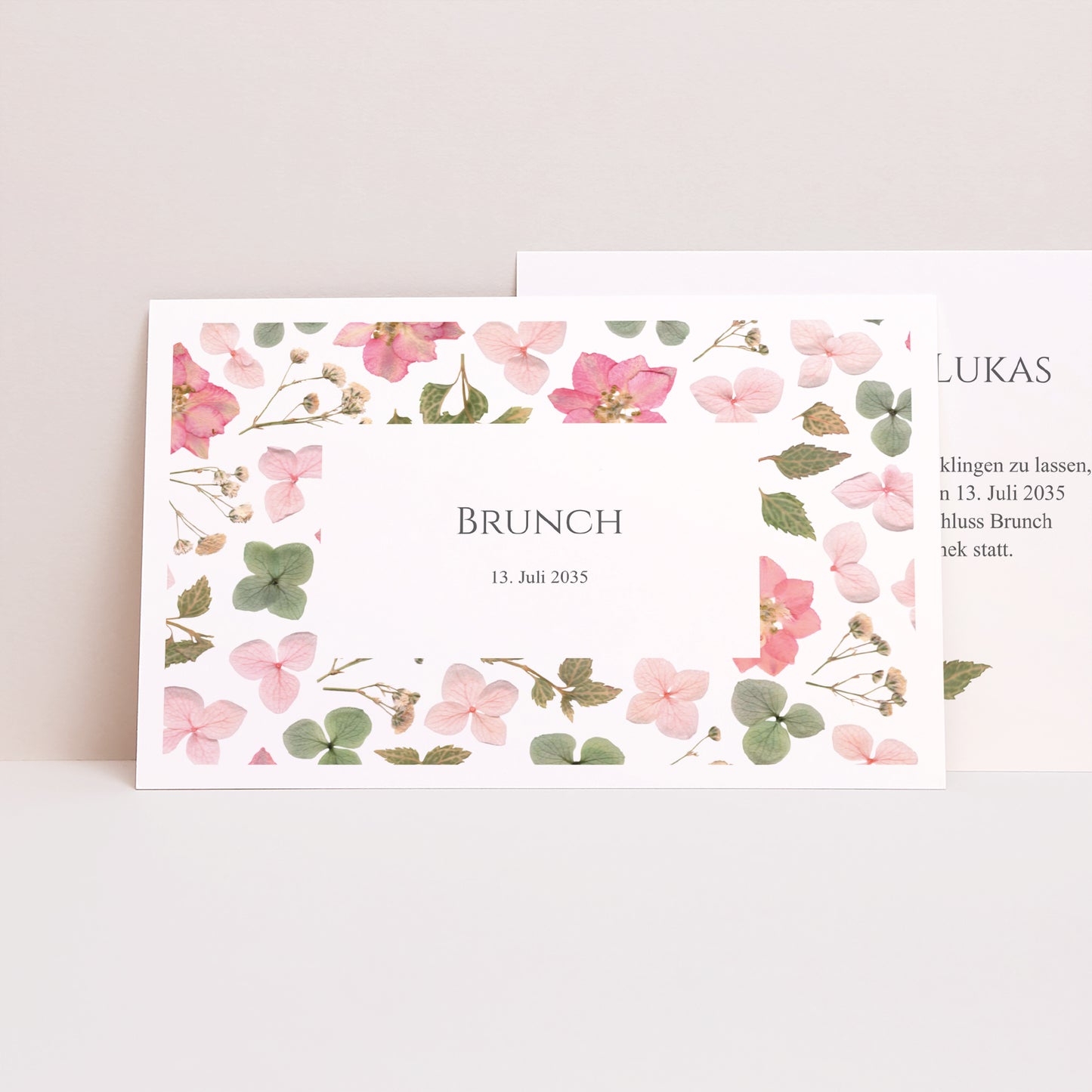 Einladungskarte Hochzeit Landschaft Blumenpoesie foto N° 1
