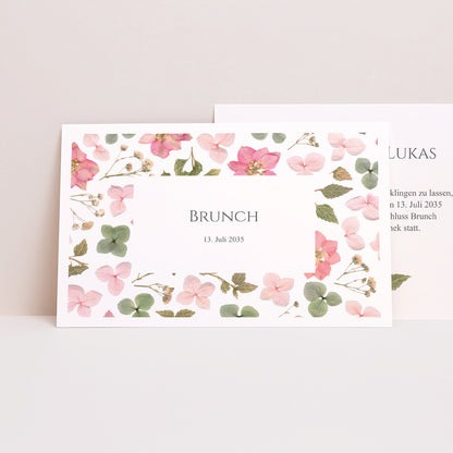Einladungskarte Hochzeit Landschaft Blumenpoesie foto N° 1