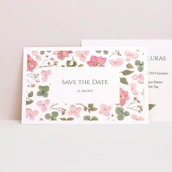 Save the date Karte Hochzeit Landschaft Blumenpoesie foto
