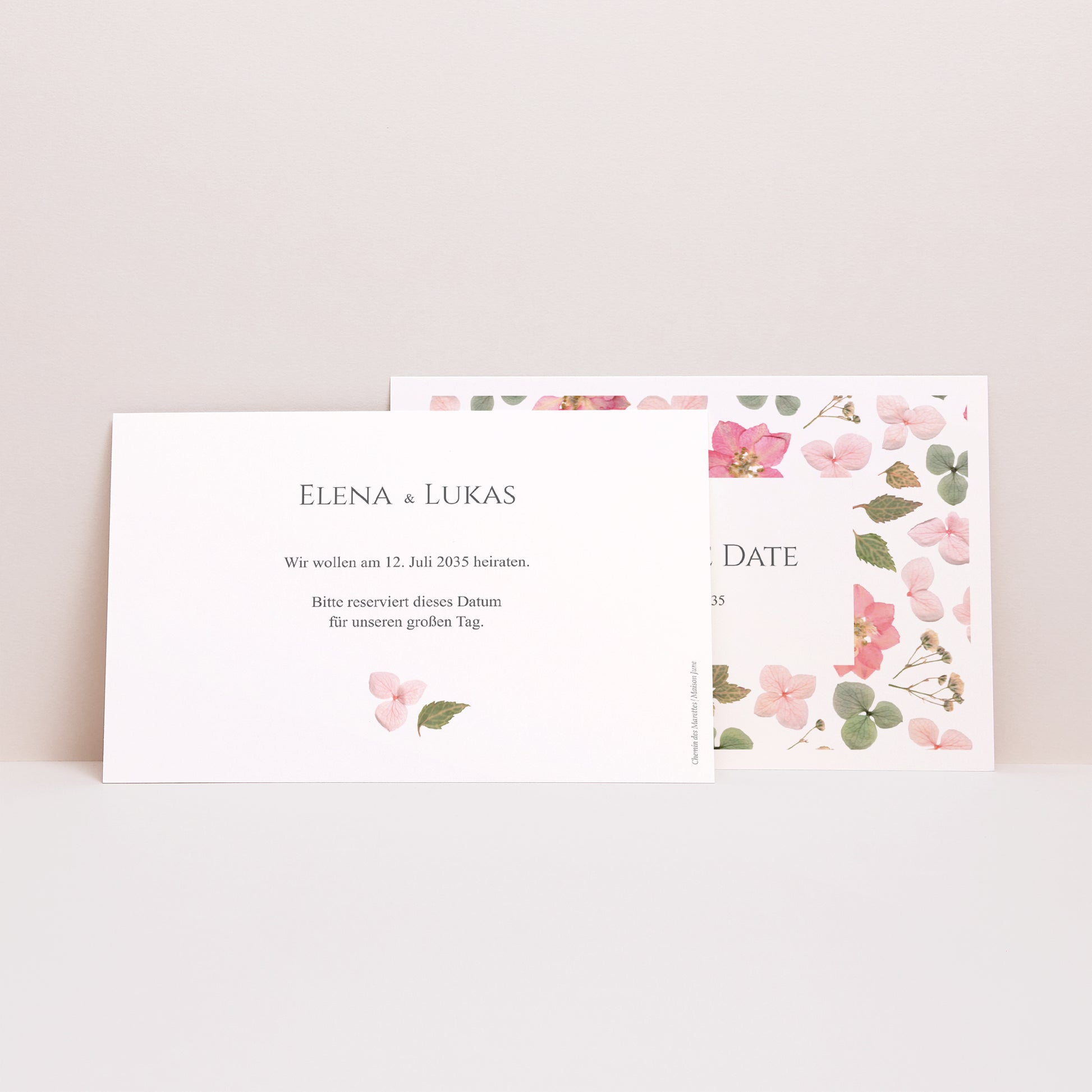Save the date Karte Hochzeit Landschaft Blumenpoesie foto N° 2