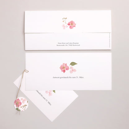 Hochzeitseinladung Mappe 2 Karten, Etikett Blumenpoesie foto N° 4