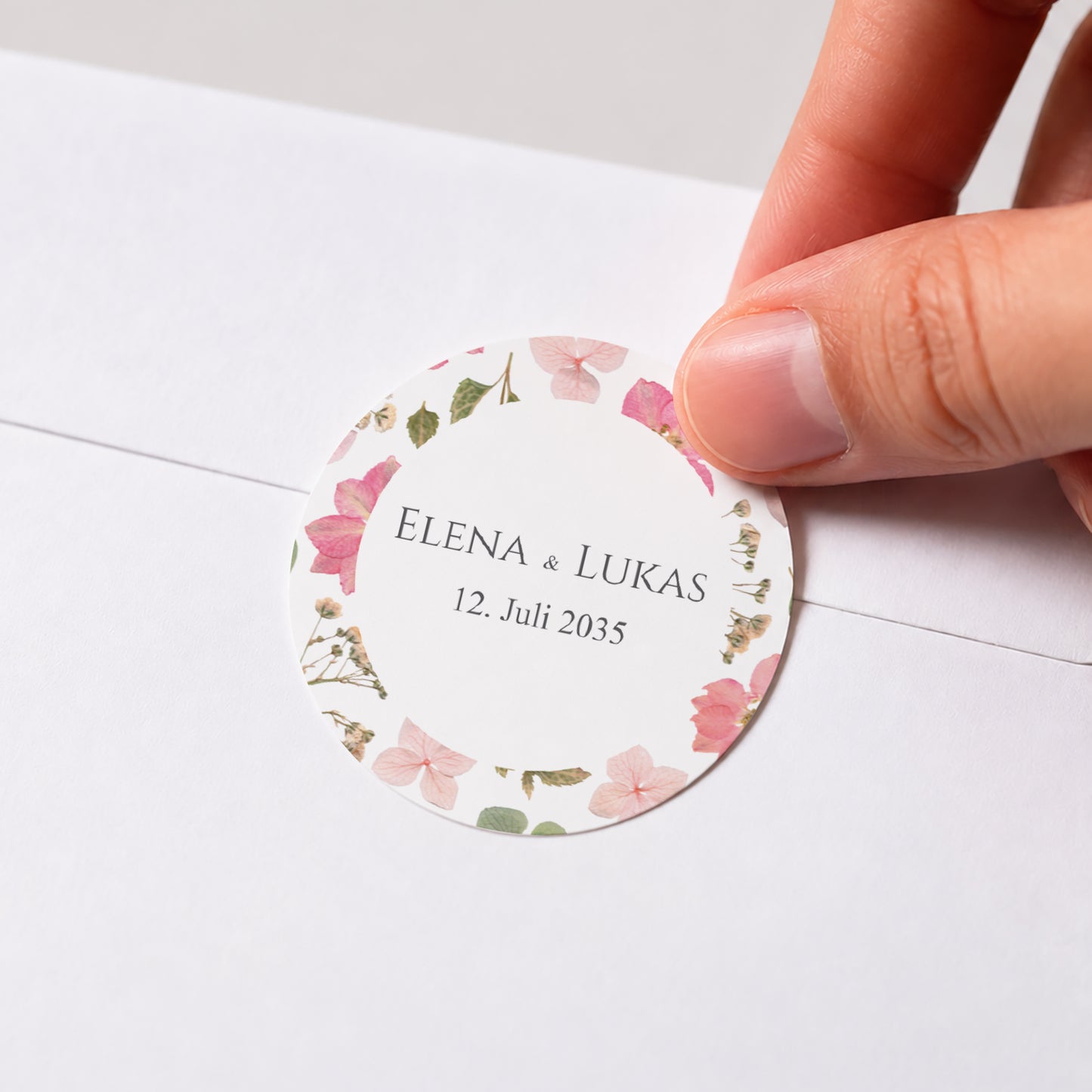 Sticker Hochzeit Rund Blumenpoesie foto N° 1