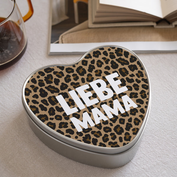 Metalldose Objekte Herz Mama der Liebe Leopard foto
