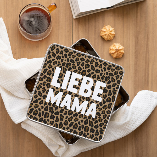 Metalldose Objekte Quadratisch Mama der Liebe Leopard foto