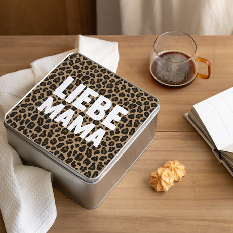 Metalldose Objekte Quadratisch Mama der Liebe Leopard