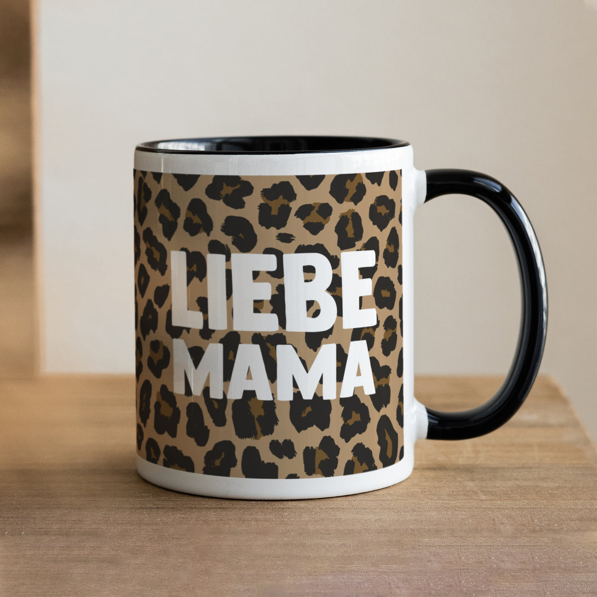 Tasse Objekte Schwarz Mama der Liebe Leopard foto N° 1