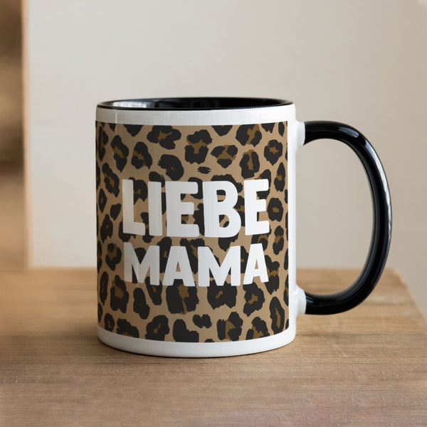 Tasse Objekte Schwarz Mama der Liebe Leopard foto