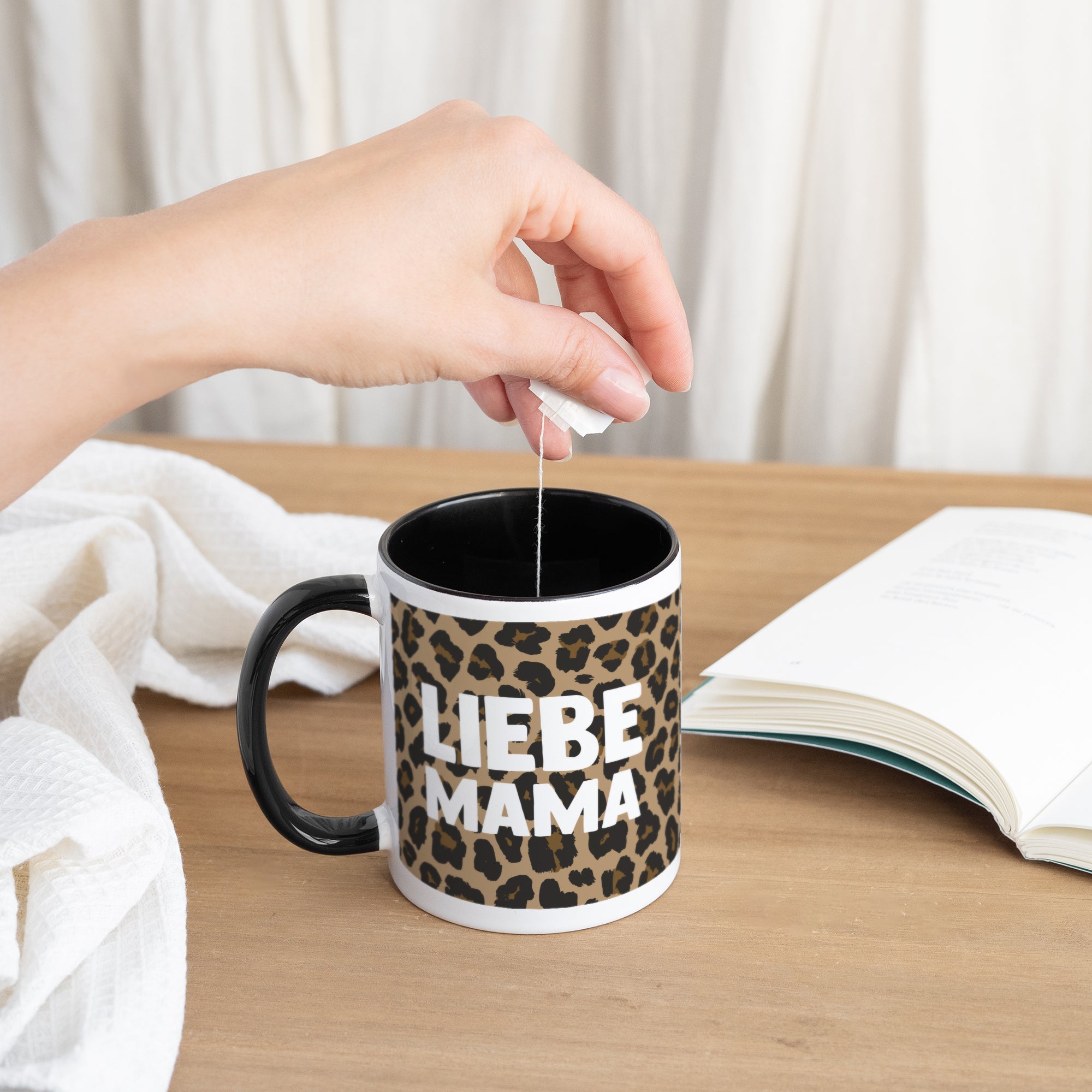 Tasse Objekte Schwarz Mama der Liebe Leopard foto N° 3