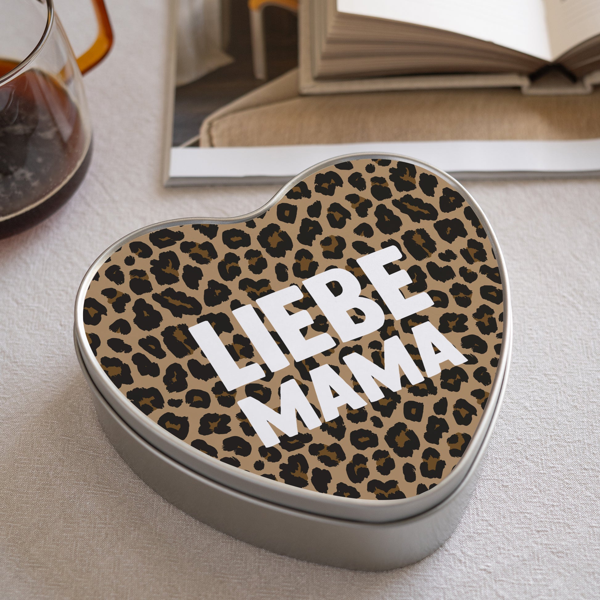 Metalldose Objekte herz, mit Schokolade gefüllt Mama der Liebe Leopard foto N° 2