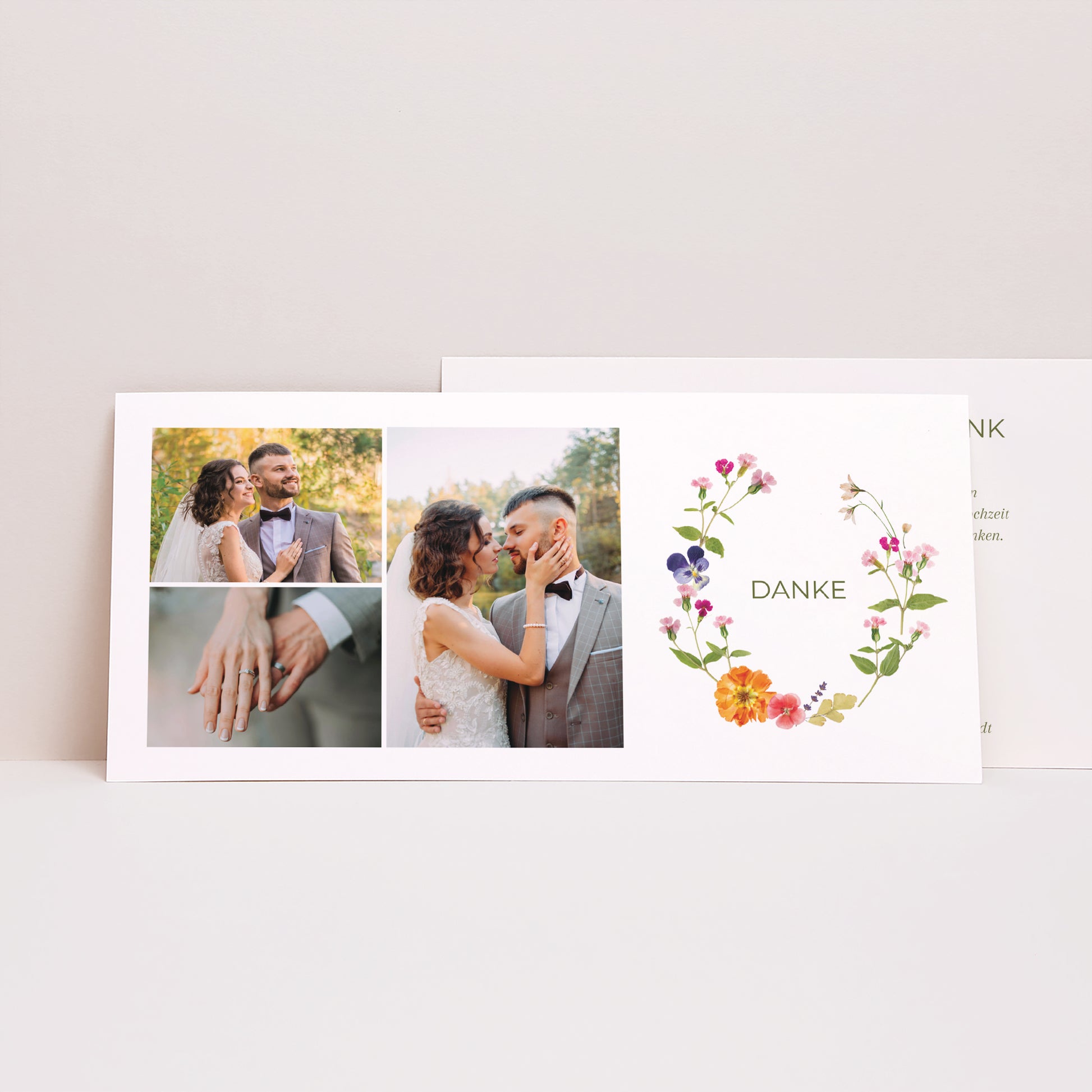 Dankeskarte Hochzeit Panoramische Landschaft Süße Ernte foto N° 1