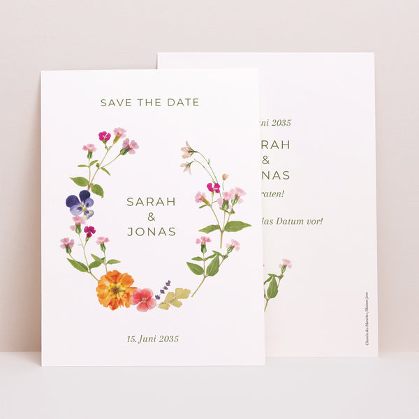 Save the date Karte Hochzeit Porträt Süße Ernte foto