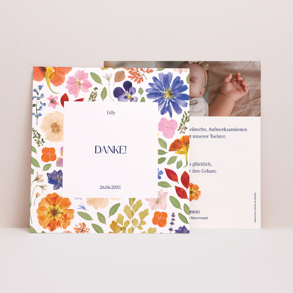 Dankeskarte Geburt Quadrat Das Verzauberte Herbarium foto