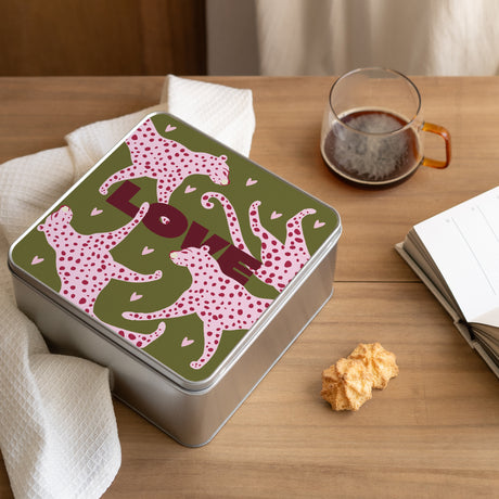 Metalldose Objekte Quadratisch Leopard Liebe
