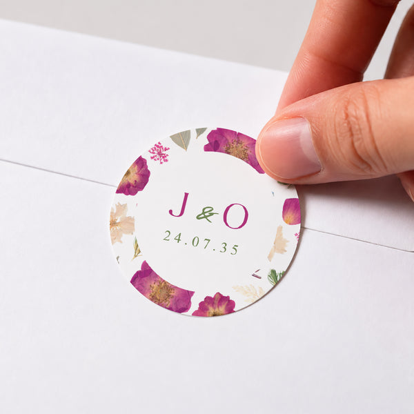 Sticker Hochzeit Rund Sommerpoesie foto