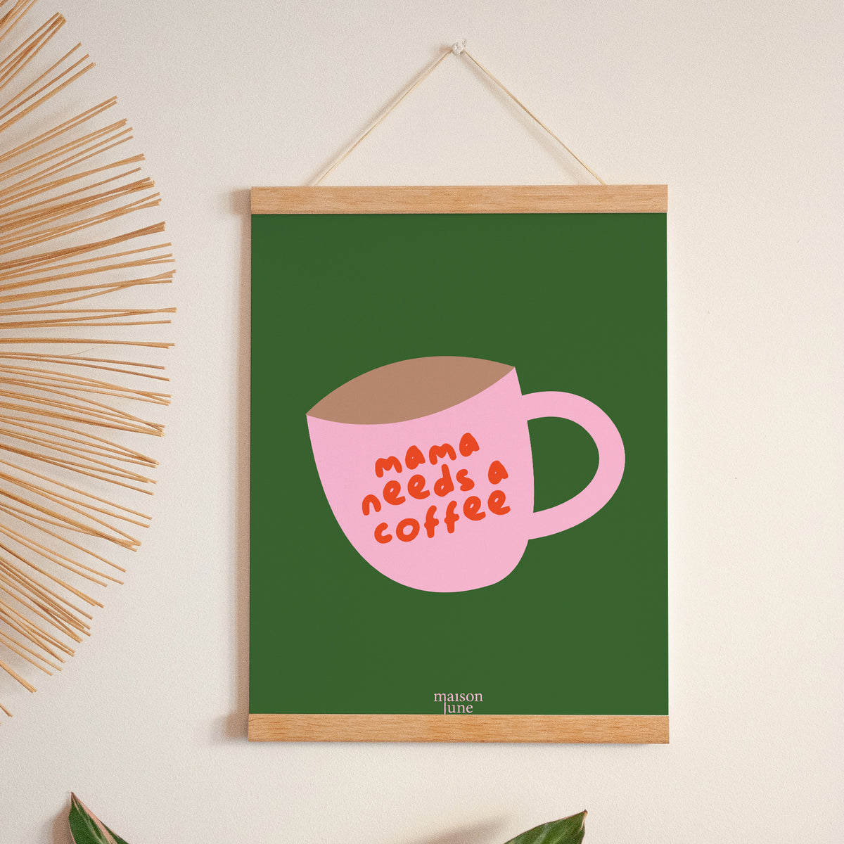 Poster Porträt 30 x 40 cm Mama braucht einen Kaffee. foto N° 1