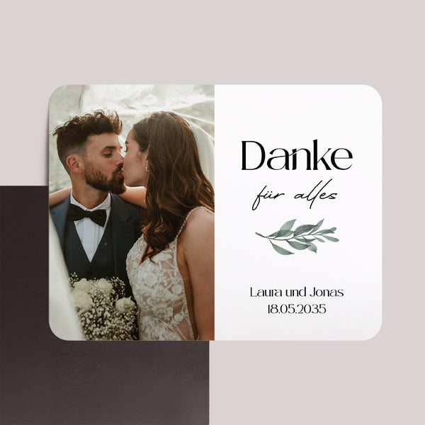 Dankeskarte Hochzeit Set von 8, magnetisch, Landschaft, rechteckige abgerundete Ecken Erinnerungen an die Liebe foto