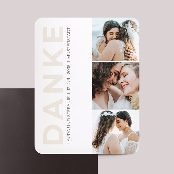 Dankeskarte Hochzeit Set von 8, magnetisch, rechteckig mit abgerundeten Ecken Die Splitter des Glücks foto