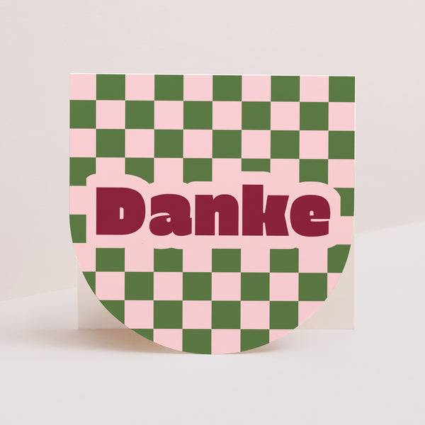 Dankeskarte Geburt Doppelflügelfensterhalbmond Liebes-Schachbrett foto