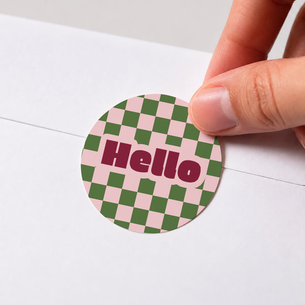Sticker Geburt Rund Liebes-Schachbrett foto