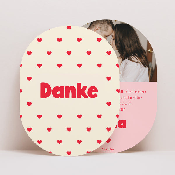 Dankeskarte Geburt oval Von Herz zu Herz foto