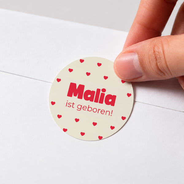 Sticker Geburt Rund Von Herz zu Herz foto
