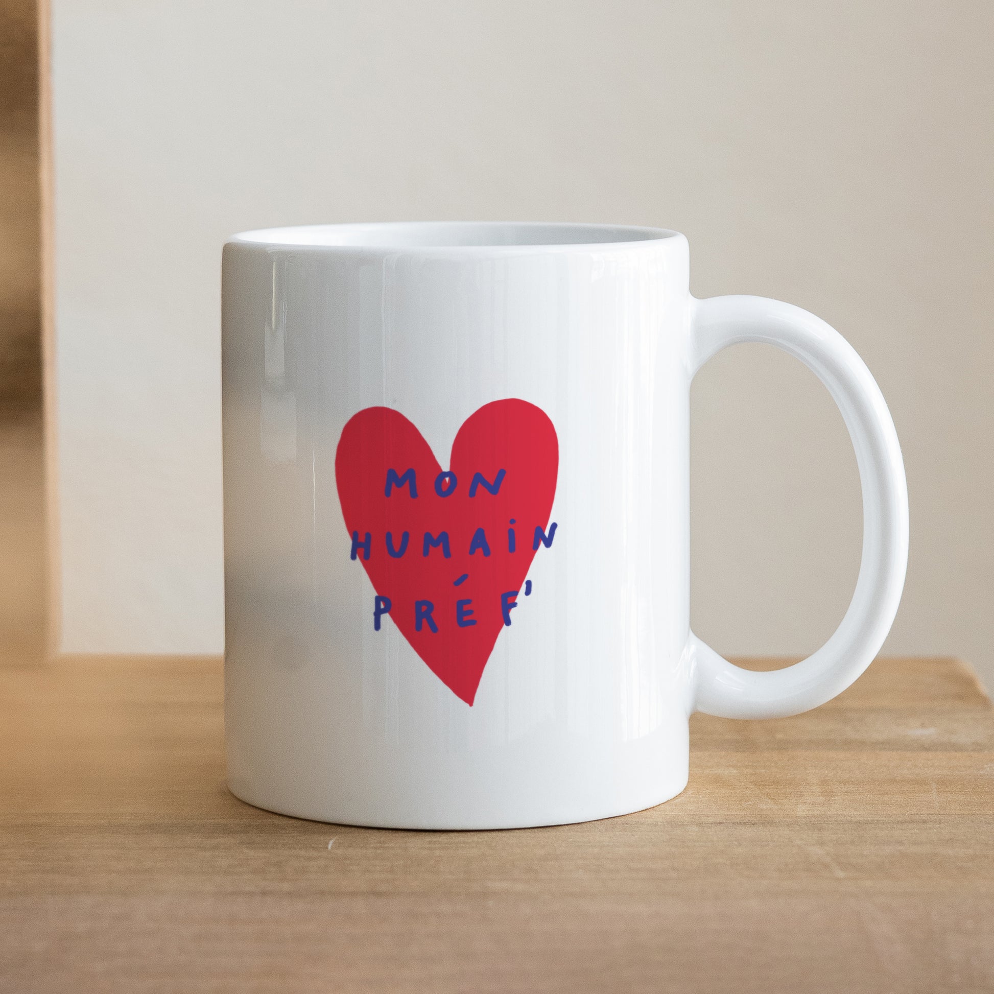 Mug Blanc Mon Humain Préf Rouge foto N° 1