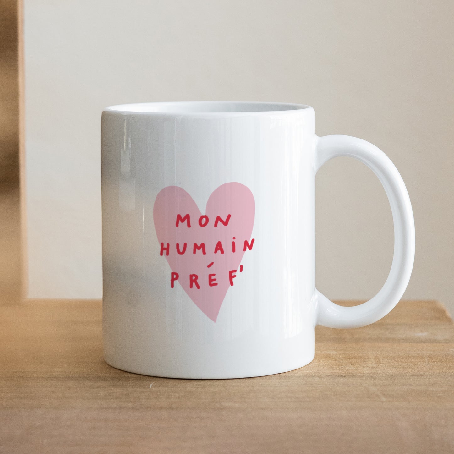 Mug Blanc Mon Humain Préf Rose foto N° 1