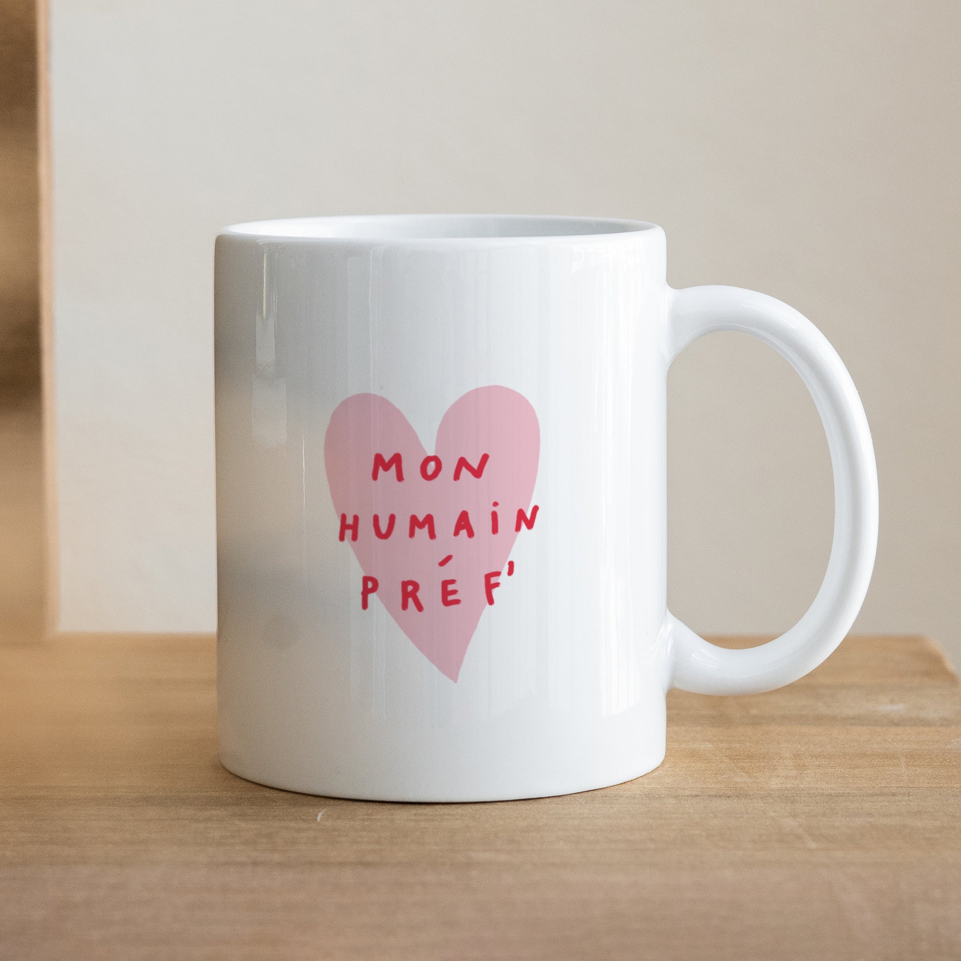 Mug Blanc Mon Humain Préf Rose foto N° 1